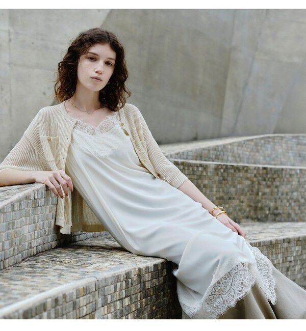 UNITED ARROWS green label relaxing「レース Vネック キャミソール ワンピース」|ワンピース|OFF WHITE