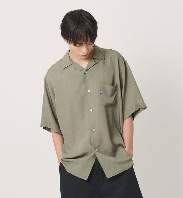 NICE WEATHER「＜NICE WEATHER＞サテン ショートスリーブシャツ」|シャツ・ブラウス|OLIVE
