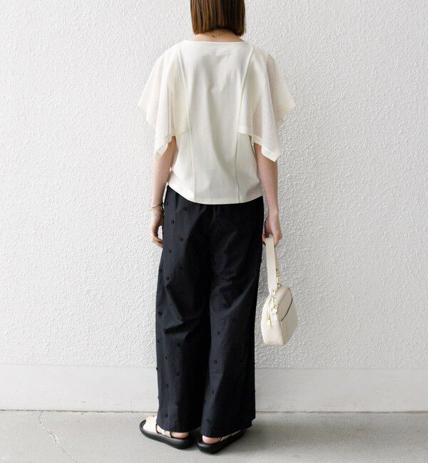 SHIPS any「《一部追加予約》SHIPS any:〈手洗い可能〉メッシュ シアー ハンカチ スリーブ ドッキング TEE」|Tシャツ・カットソー|