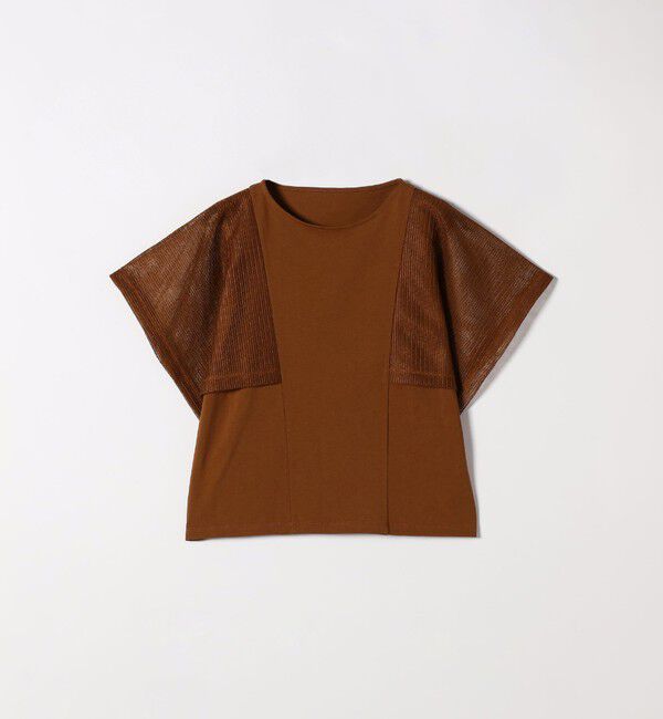 SHIPS any「《一部追加予約》SHIPS any:〈手洗い可能〉メッシュ シアー ハンカチ スリーブ ドッキング TEE」|Tシャツ・カットソー|