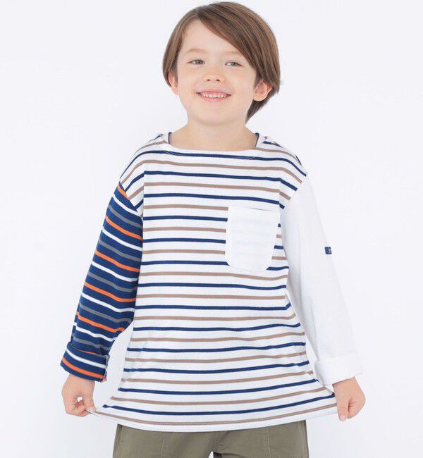 SHIPS KIDS「SHIPS KIDS:100～130cm/クレイジー ボーダー ロングスリーブ Tシャツ」|Tシャツ・カットソー|