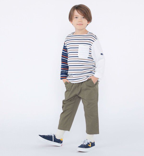 SHIPS KIDS「SHIPS KIDS:100～130cm/クレイジー ボーダー ロングスリーブ Tシャツ」|Tシャツ・カットソー|