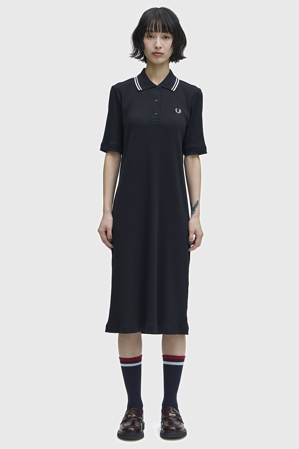 FRED PERRY 「Ribbed Polo Dress／リブポロシャツワンピース」|ワンピース|