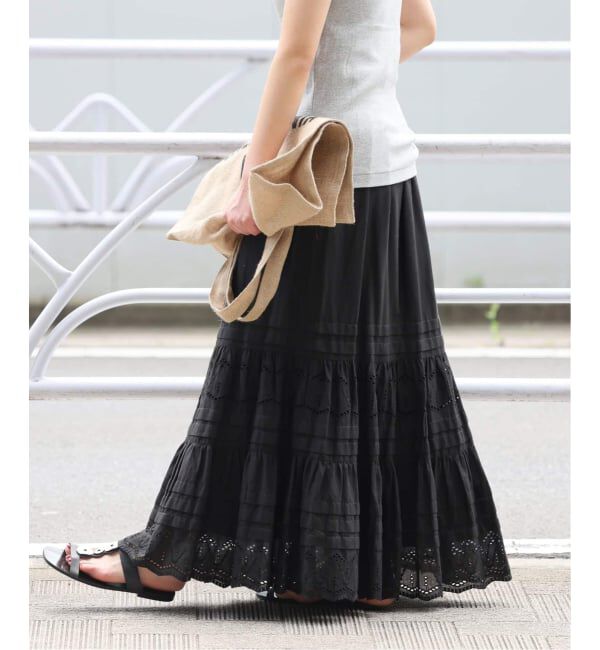 JOURNAL STANDARD relume「《WEB限定追加》コットンボイルタック刺繍ロングスカート」|スカート|