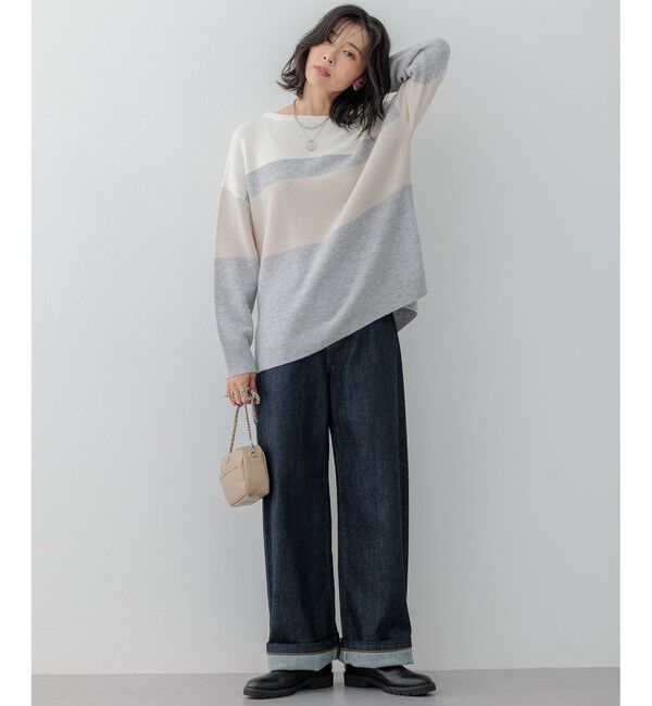 23区「【Oggi1月号掲載/洗える】ウールカシミヤ カラーブロック ニット」|ニット・セーター|