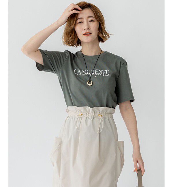23区「【洗える】CA ME TENTE ロゴ TEE」|Tシャツ・カットソー|カーキ系