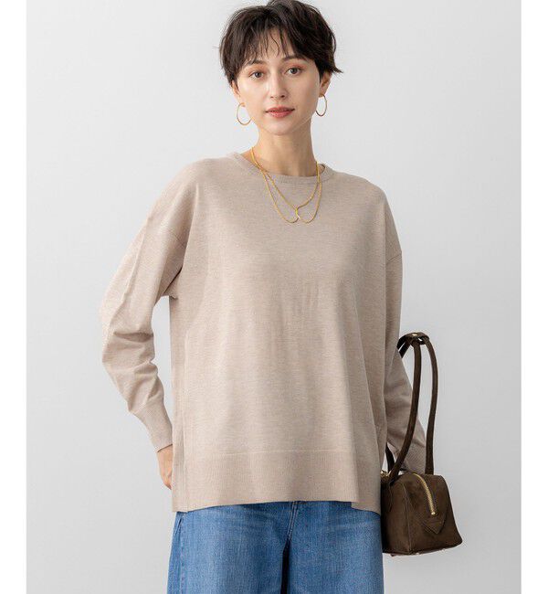 23区「【洗える】オータムシャイニー リラクシー ニット」|ニット・セーター|ベージュ系