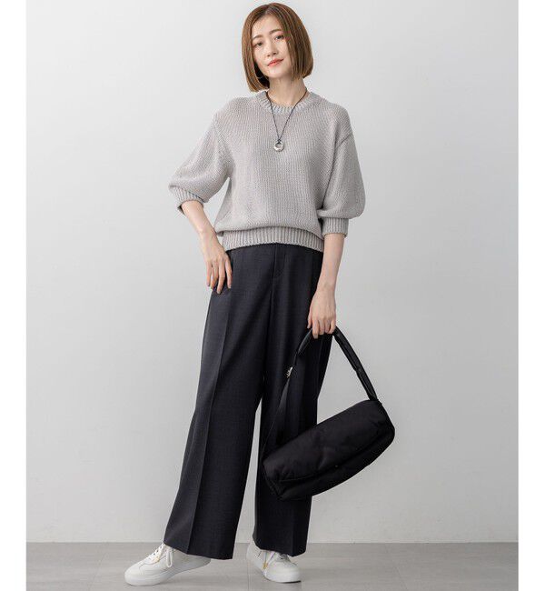 23区「【洗える】ルレックスバルキー5分袖 ラメ ニット」|ニット・セーター|