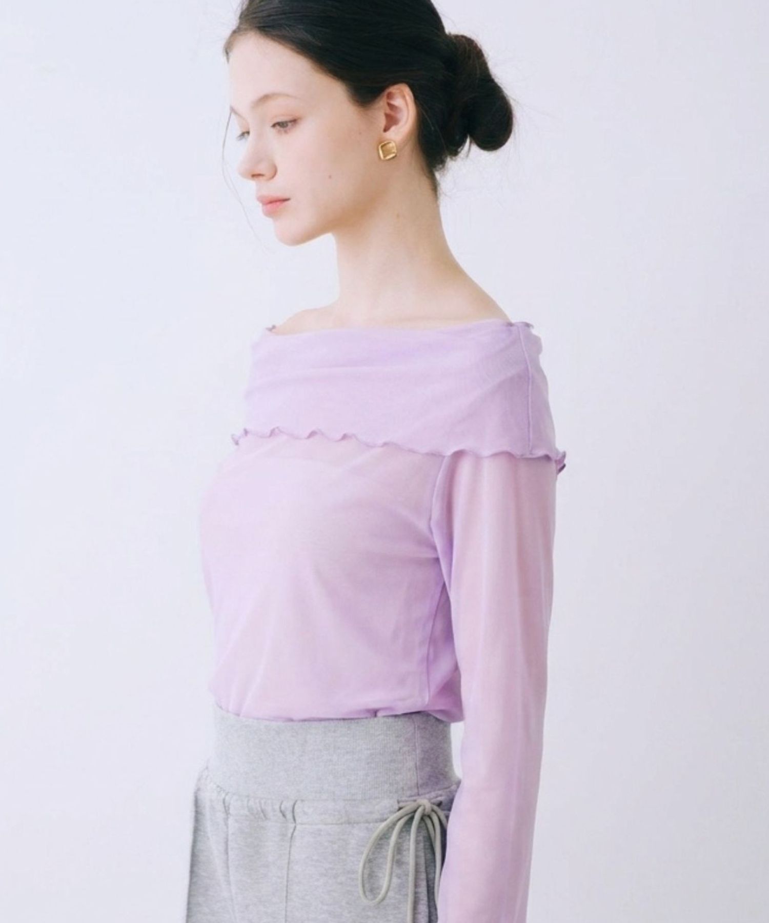 SELFIST「【シーンで選べる2WAY】フリルオフショルシアーカットソー」|Tシャツ・カットソー|ラベンダー
