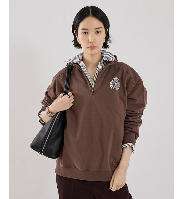 The Store by C' 「【Sporty&Rich】NY Crest Embroidered Quarte」|スウェット・ジャージ|チョコ