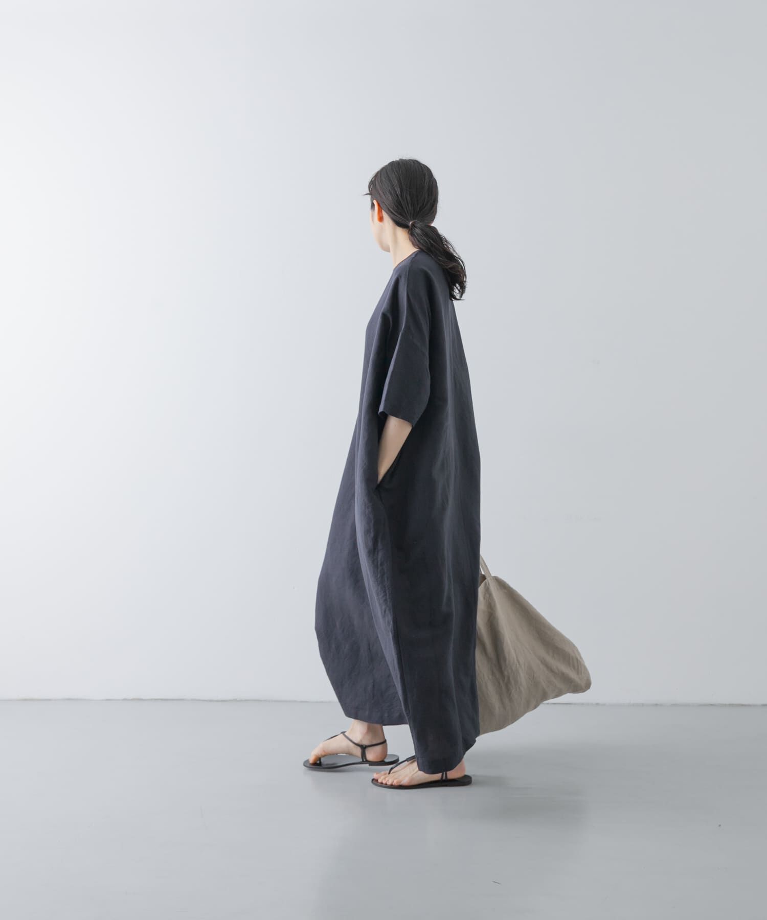 かぐれ「『2サイズ展開』リネンレーヨンワイドワンピース」|ワンピース|