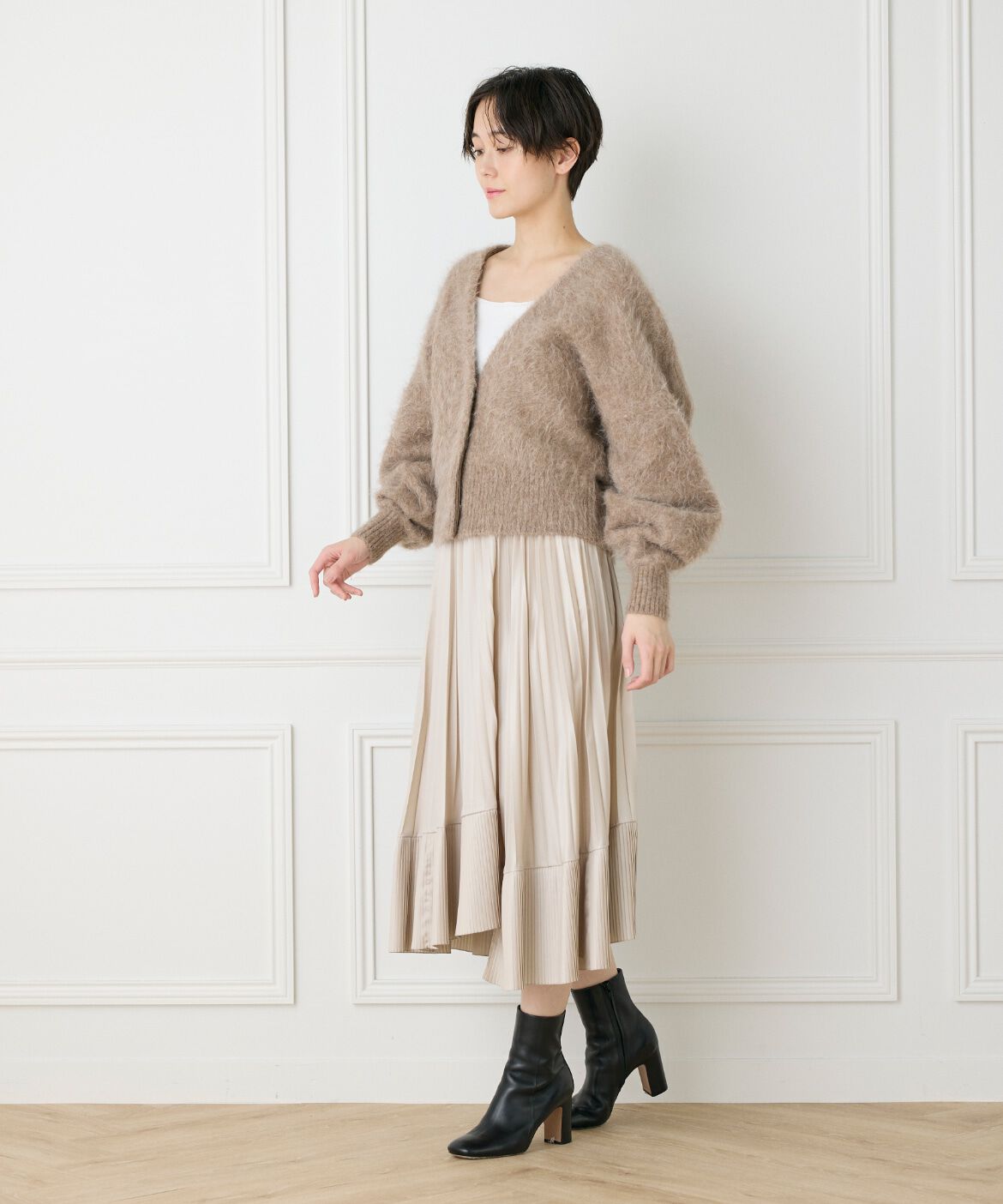INED「《大きいサイズ》ダイヤモンド加工プリーツスカート」|スカート|