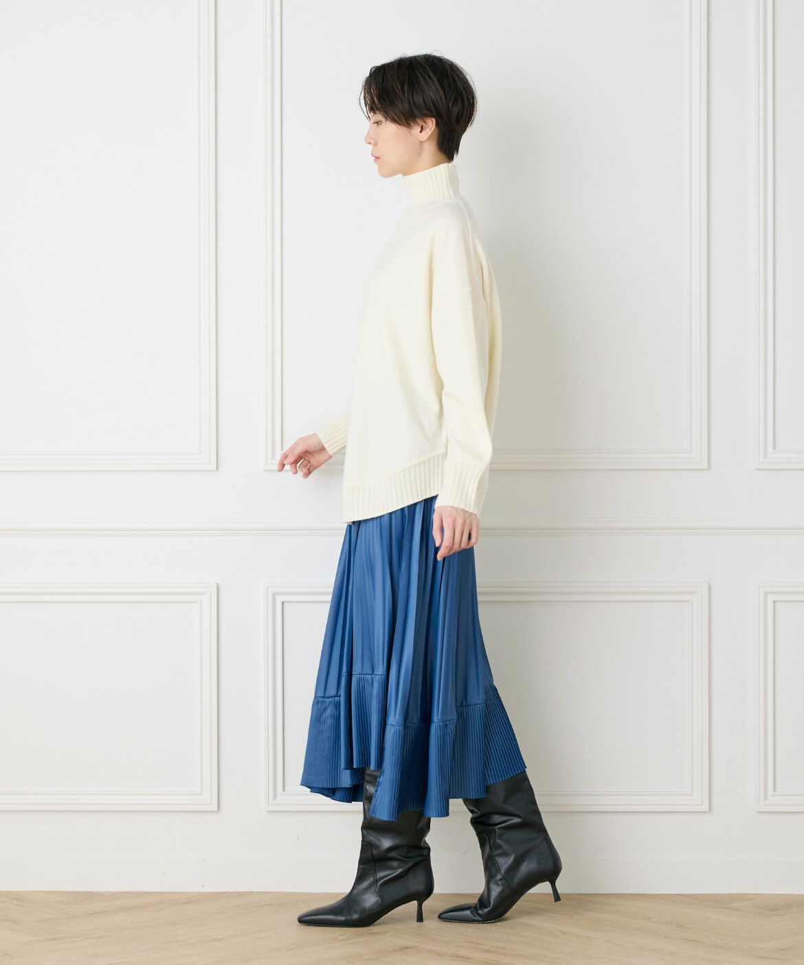 INED「《大きいサイズ》ダイヤモンド加工プリーツスカート」|スカート|