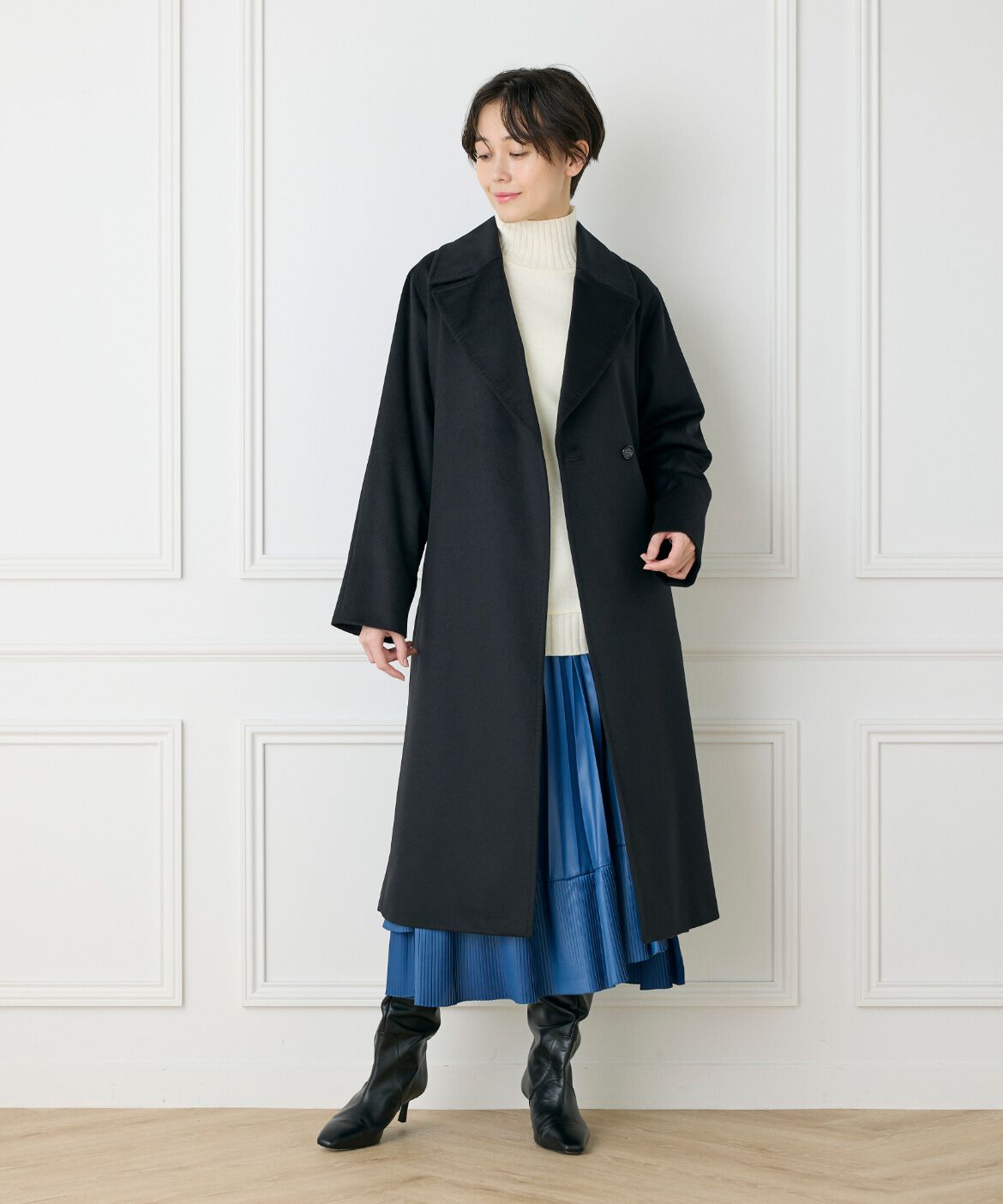 INED「《大きいサイズ》ダイヤモンド加工プリーツスカート」|スカート|