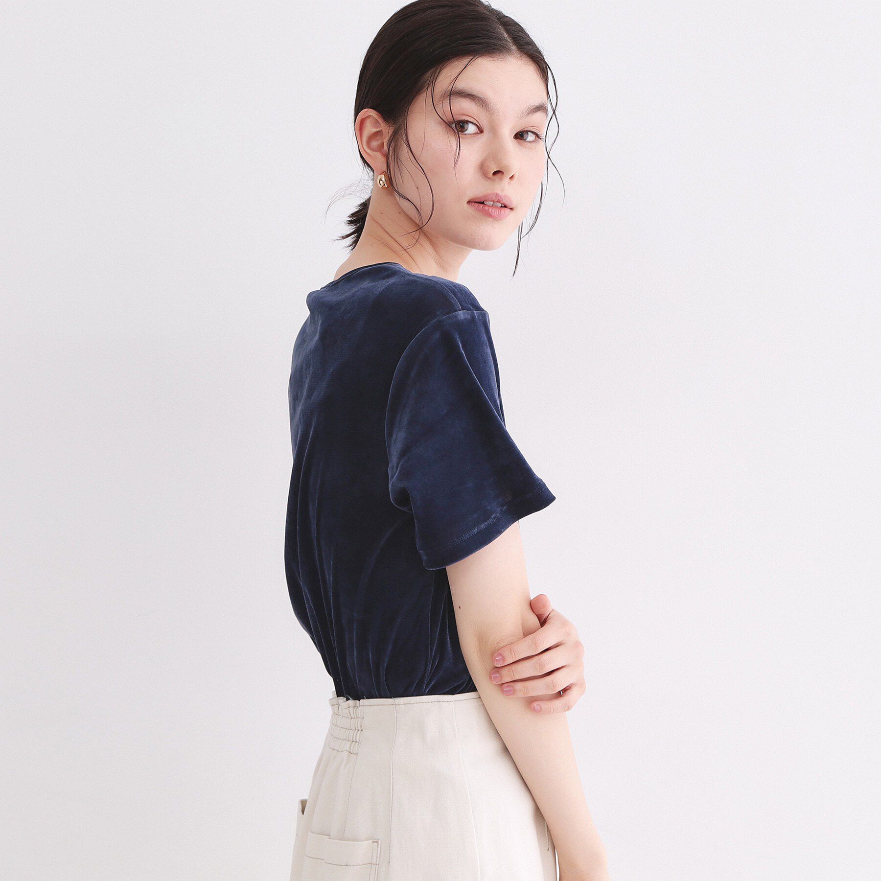 OPAQUE.CLIP「フロッキーチュールTシャツ【洗濯機洗い可】」|Tシャツ・カットソー|