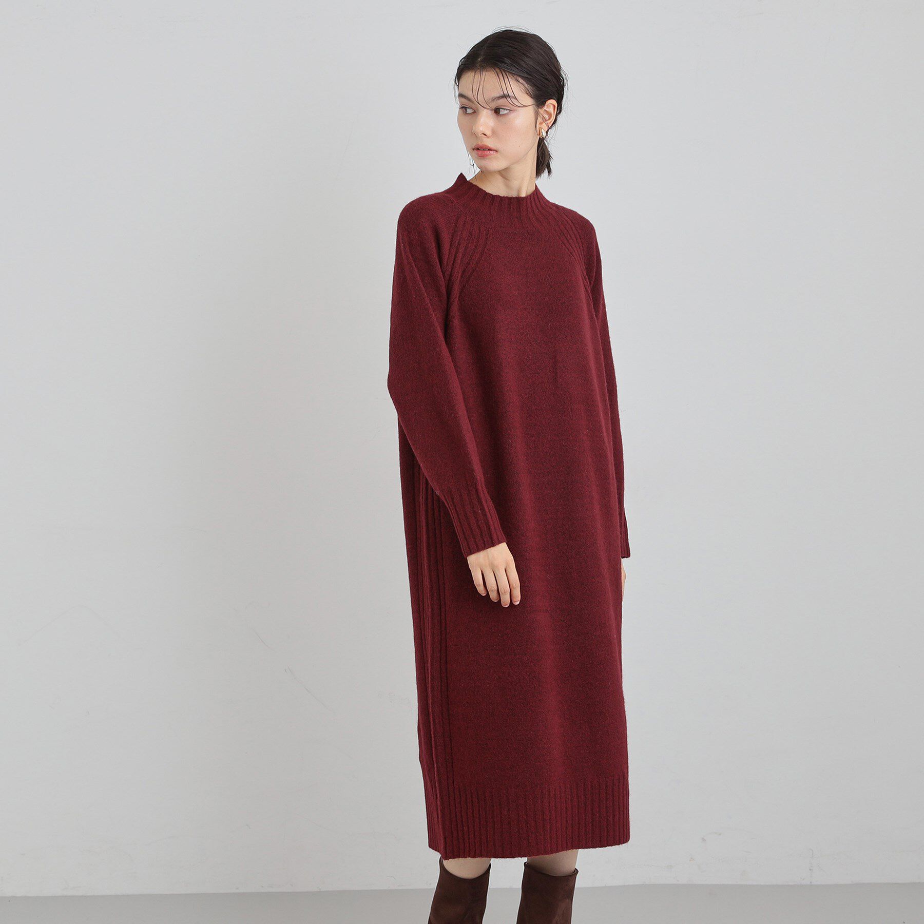 THE SHOP TK「ウール混杢調ハイネックワンピース」|ワンピース|