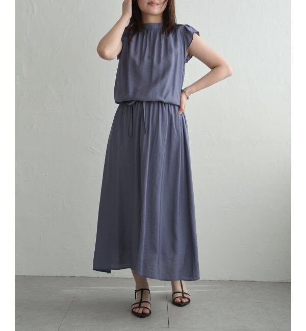 VENCE share style「RNオーガンプチハイネックワンピース」|ワンピース|ブルー