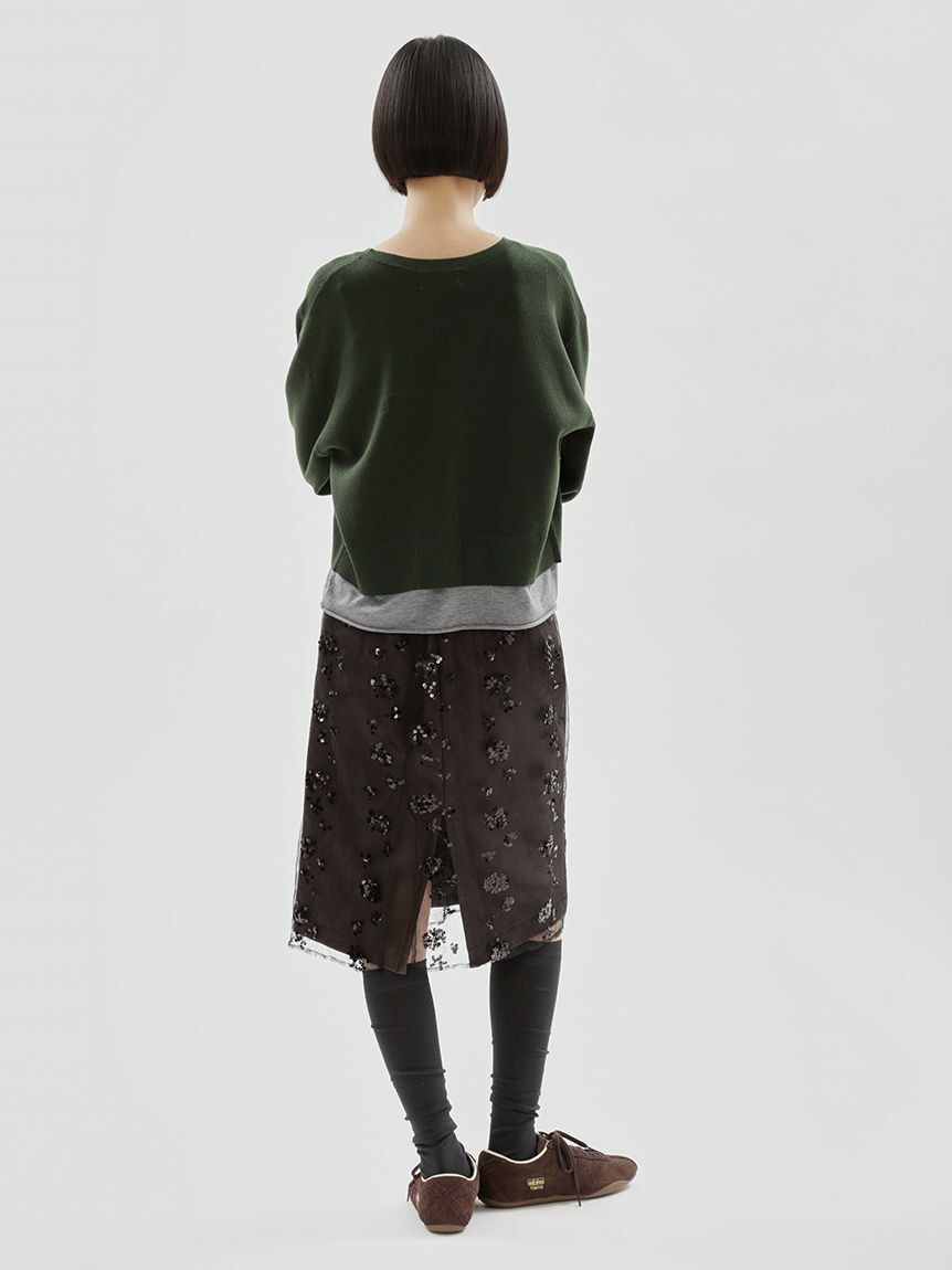 emmi atelier「Vネックレイヤードライクニット」|ニット・セーター|