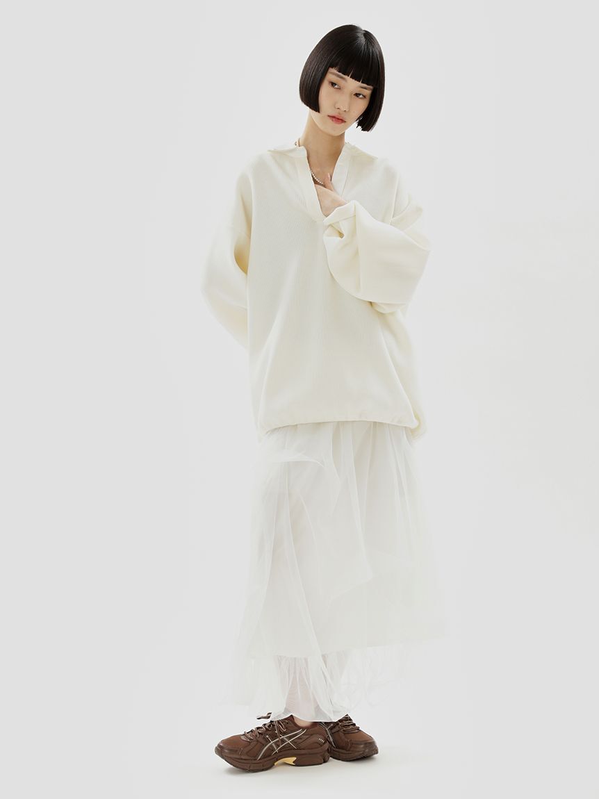 emmi atelier「ラガーニットトップス&times;チュールタックスカートセット」|ワンピース|OWHT