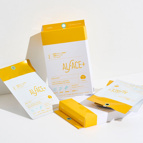 ALFACE＋（オルフェス）「ALFACE+(オルフェス) イエローエッセンシャルマスク うるうるマスク (25ml&times;4枚入りBOX)」|フェイスマスク・パック|