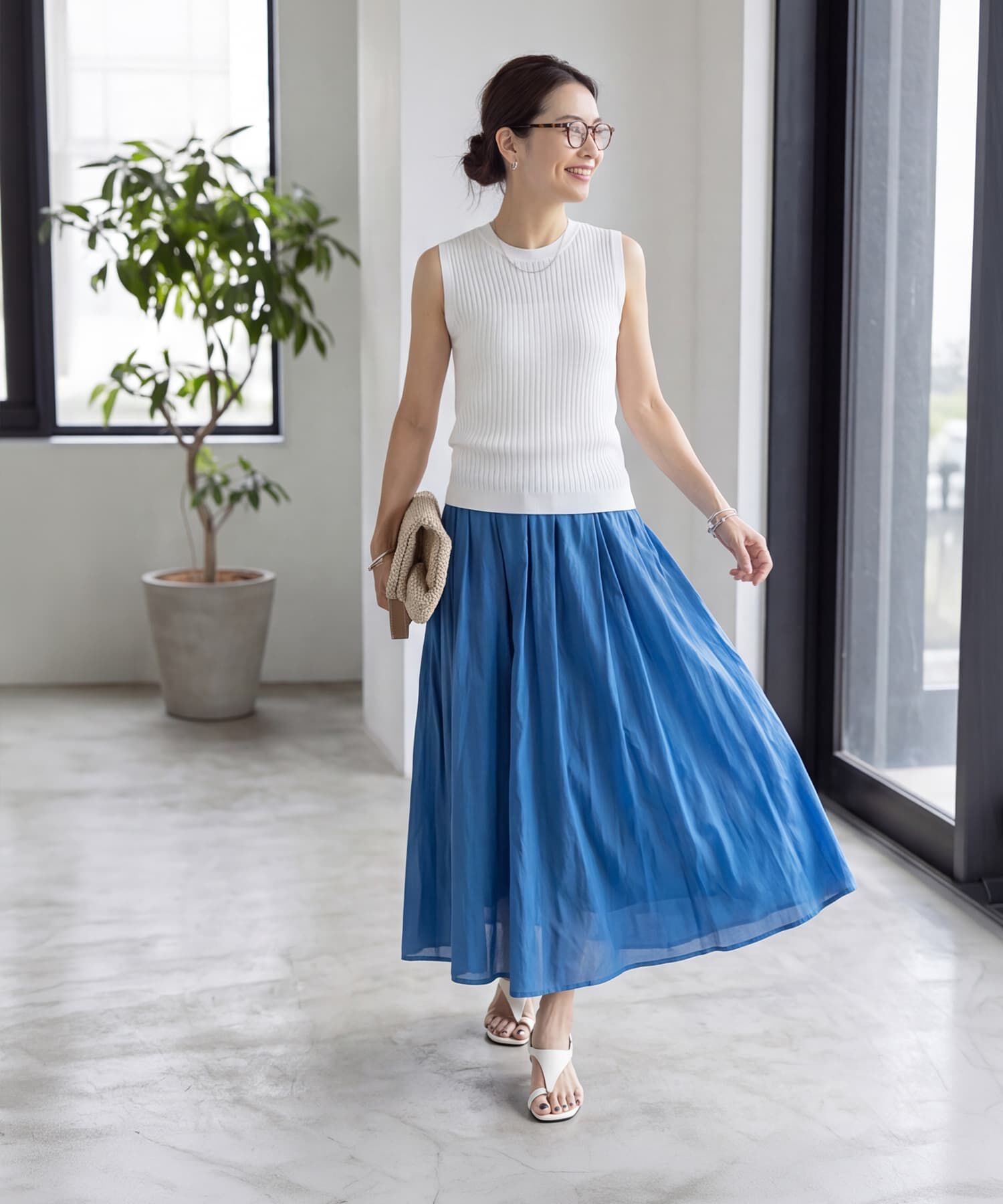 STYLE DELI「超涼感シャラシャラ落ち感ヴィスコースニットトップス」|タンクトップ|