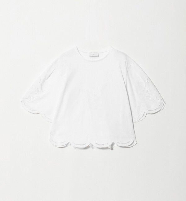 UNITED ARROWS「エンブロイダリー スカラップ Tシャツ」|Tシャツ・カットソー|OFF WHITE