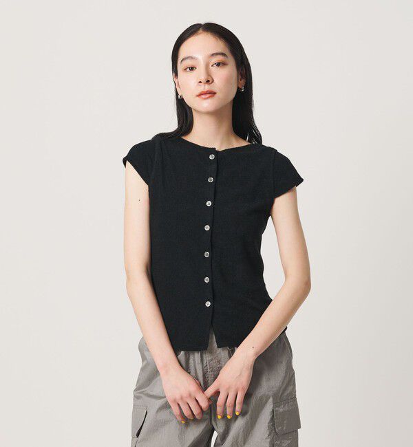 BEAUTY&YOUTH UNITED ARROWS「ポリエステルコットン 2WAY キャップスリーブ トップス」|Tシャツ・カットソー|BLACK