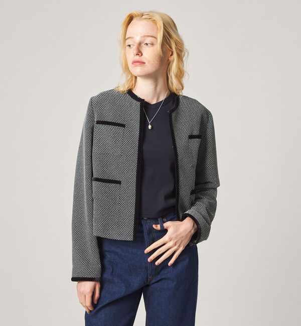 STEVEN ALAN「＜Steven Alan＞ジャガード ブルゾン」|ノーカラージャケット|BLACK
