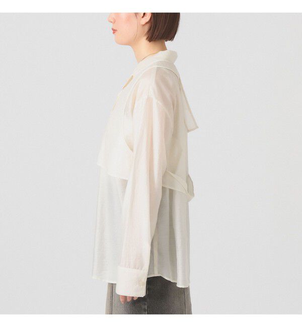 Ray BEAMS 「シアー レイヤード シャツ      26SS 日除け 紫外線対策 冷房対策 デザインシャツ 春夏」|シャツ・ブラウス|