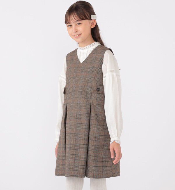 SHIPS KIDS「SHIPS KIDS:140～150cm / チェック ジャンパー スカート」|ワンピース|ブラウン系