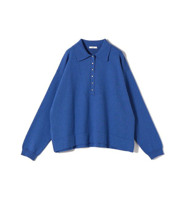 SHIPS for women「【WEB限定】〈手洗い可能〉サイド スリット ゴールド 釦 ポロ ニット」|ニット・セーター|