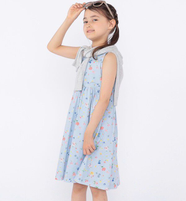SHIPS KIDS「SHIPS KIDS:100～130cm / ノースリーブ フラワー プリント ワンピース」|ワンピース|