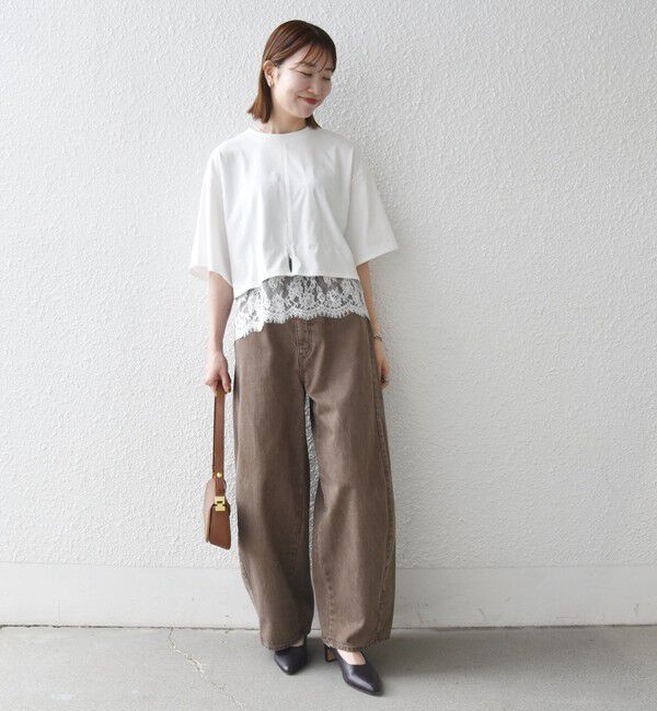 SHIPS any「《一部追加予約》SHIPS any:〈洗濯機可能〉ジップ レース ヘム ハーフスリーブ TEE」|Tシャツ・カットソー|