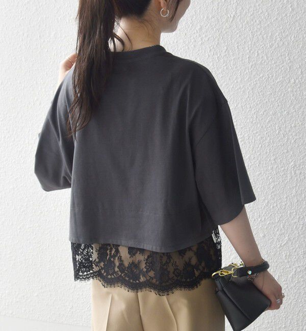 SHIPS any「《一部追加予約》SHIPS any:〈洗濯機可能〉ジップ レース ヘム ハーフスリーブ TEE」|Tシャツ・カットソー|