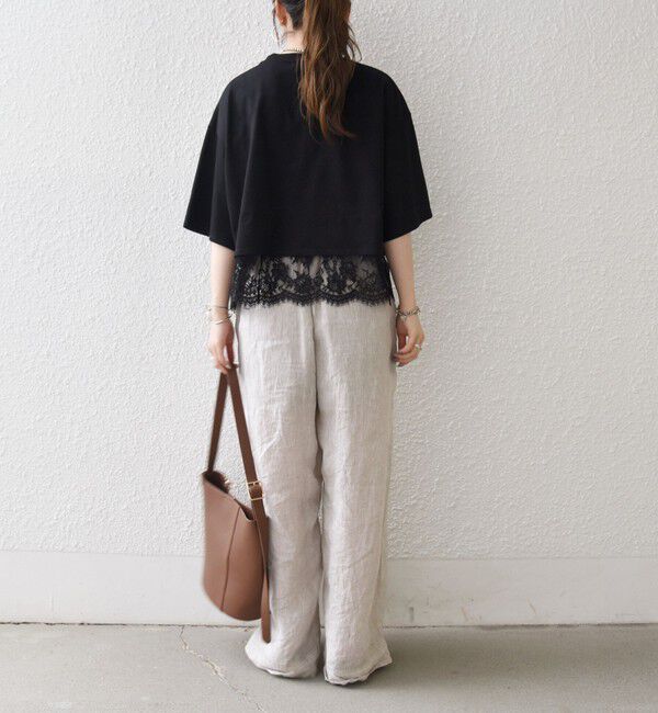 SHIPS any「《一部追加予約》SHIPS any:〈洗濯機可能〉ジップ レース ヘム ハーフスリーブ TEE」|Tシャツ・カットソー|