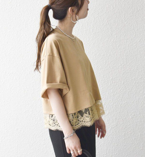 SHIPS any「《一部追加予約》SHIPS any:〈洗濯機可能〉ジップ レース ヘム ハーフスリーブ TEE」|Tシャツ・カットソー|