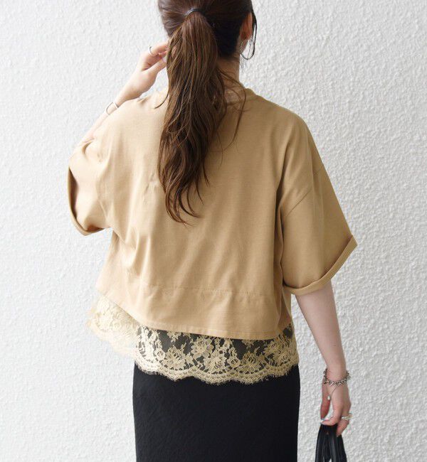 SHIPS any「《一部追加予約》SHIPS any:〈洗濯機可能〉ジップ レース ヘム ハーフスリーブ TEE」|Tシャツ・カットソー|