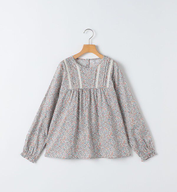 SHIPS KIDS「SHIPS KIDS:140cm / リバティ ギャザー ブラウス」|シャツ・ブラウス|ピンク系
