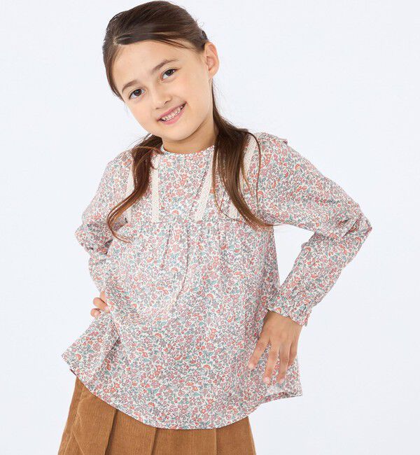 SHIPS KIDS「SHIPS KIDS:100～130cm / リバティ ギャザー ブラウス」|シャツ・ブラウス|