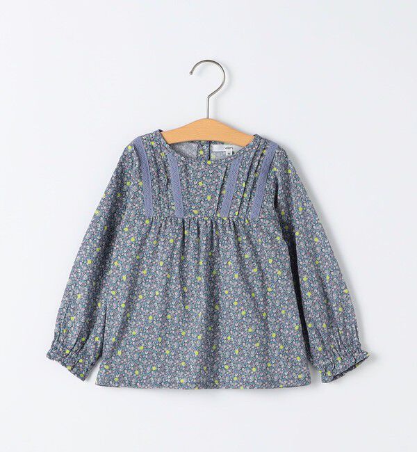 SHIPS KIDS「SHIPS KIDS:80～90cm / リバティ ギャザー ブラウス」|シャツ・ブラウス|ネイビー