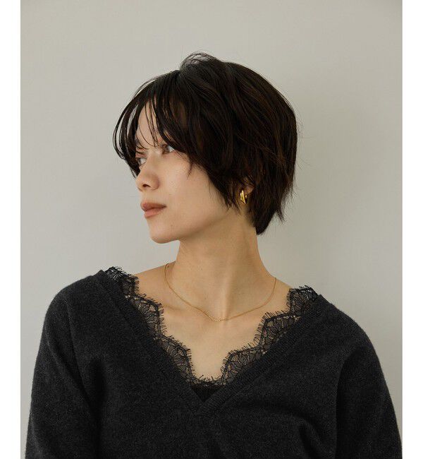 SALON adam et rope'「レースレイヤードVネックプルオーバー」|ニット・セーター|