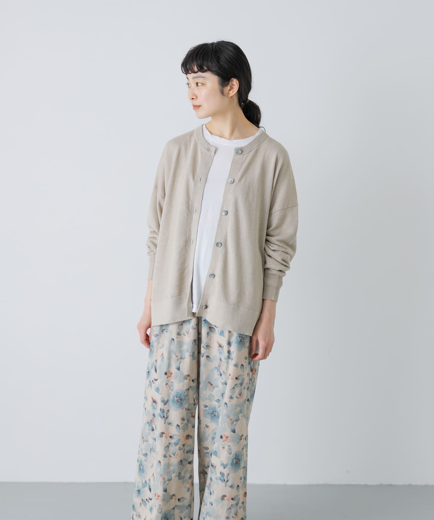 かぐれ「リネンワイドクルーネックカーディガン」|カーディガン|