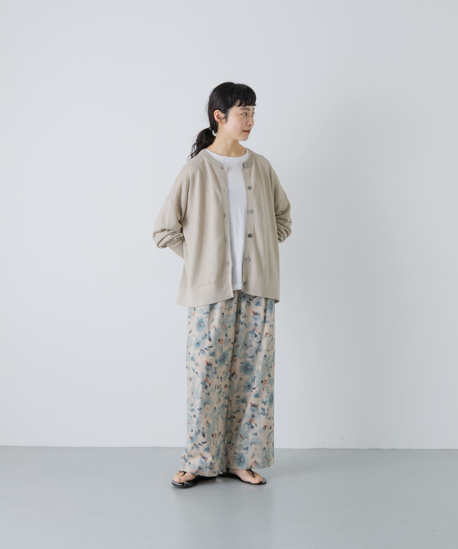 かぐれ「リネンワイドクルーネックカーディガン」|カーディガン|