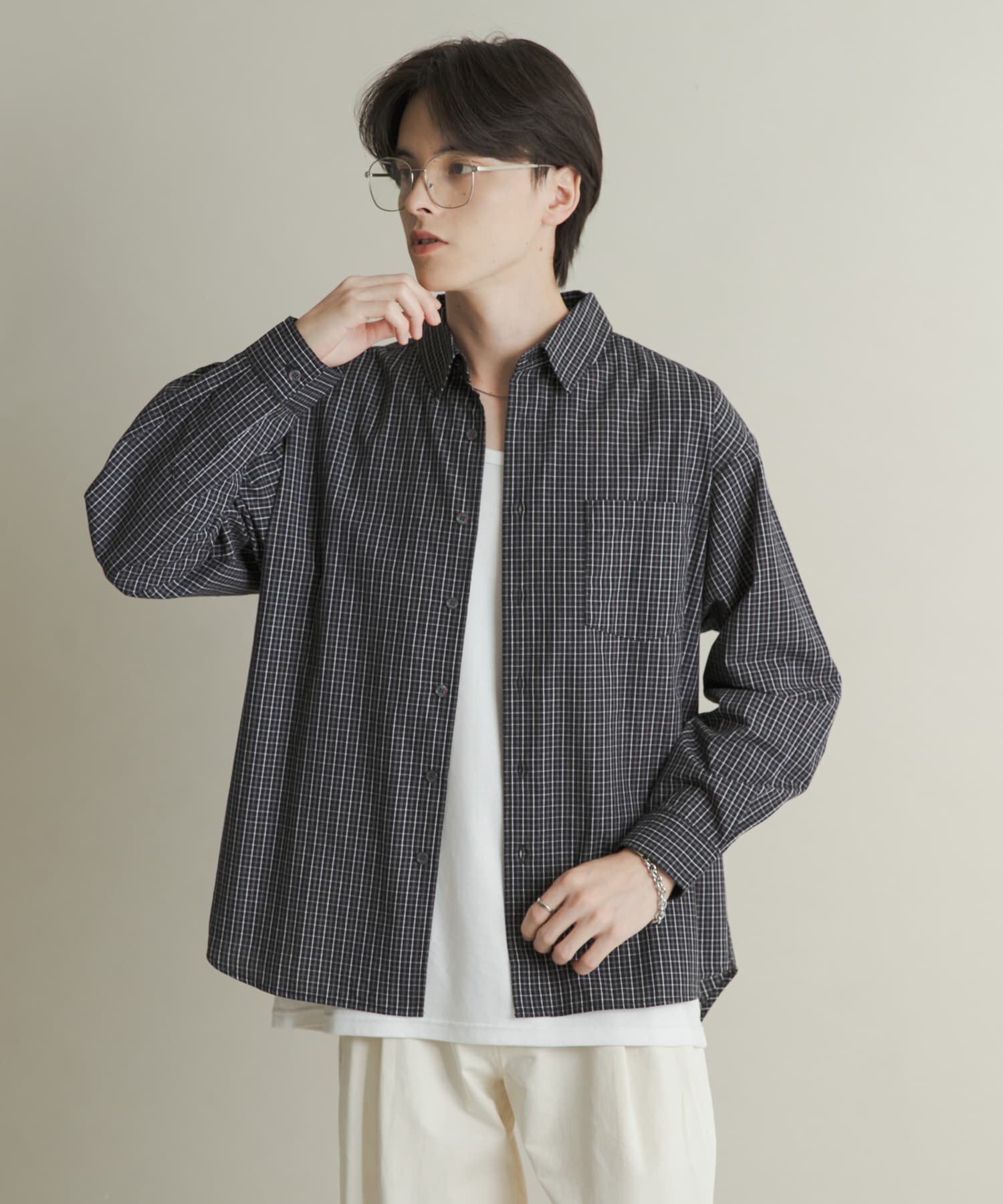 SENSE OF PLACE by URBAN RESEARCH「マイクログラフチェックロングスリーブシャツ」|シャツ・ブラウス|ブラック系その他