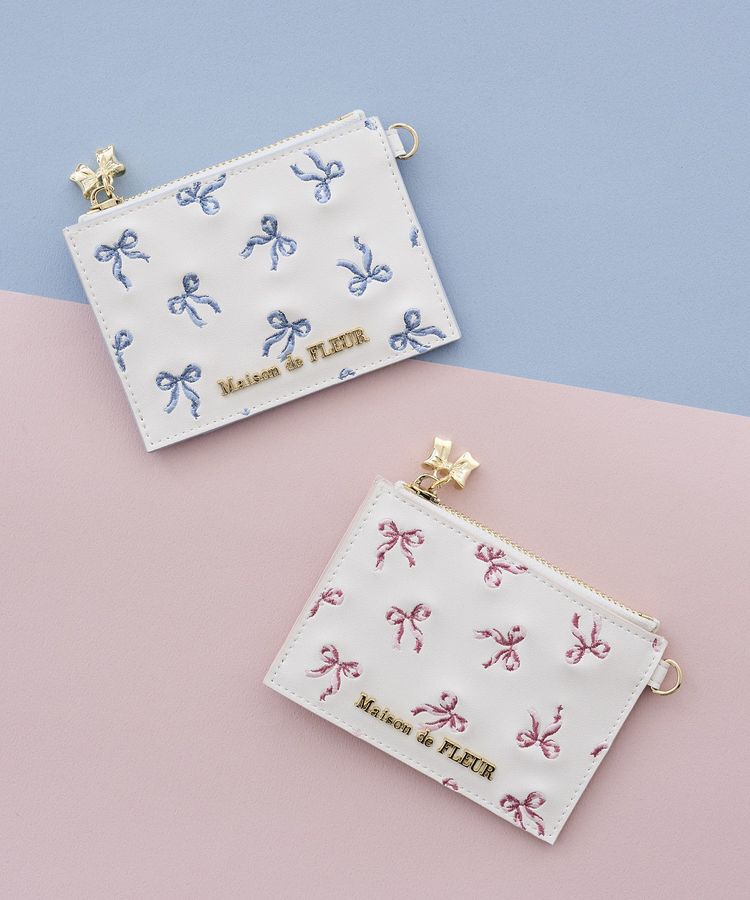 Maison de FLEUR「リボン刺繍カードケース」|財布|