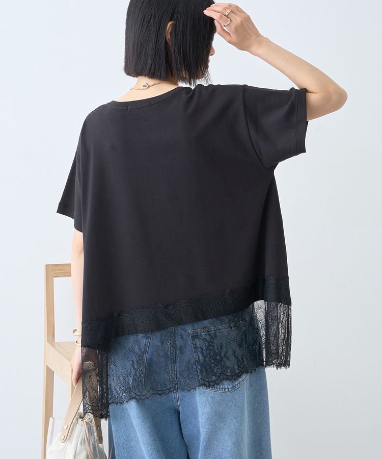 AMERICAN HOLIC「【接触冷感】裾レース半袖プルオーバー」|Tシャツ・カットソー|