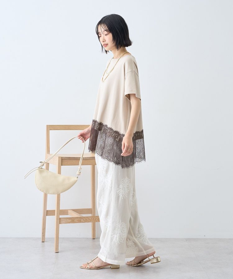 AMERICAN HOLIC「【接触冷感】裾レース半袖プルオーバー」|Tシャツ・カットソー|