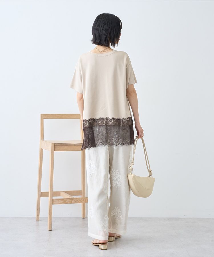 AMERICAN HOLIC「【接触冷感】裾レース半袖プルオーバー」|Tシャツ・カットソー|