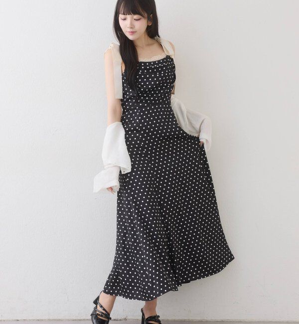 「【WEB限定】肩リボンドレープロングワンピース」|ワンピース|