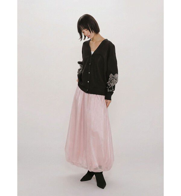 MIDIUMISOLID「MIDIUMISOLID for Ladies シアーロングバルーンスカート」|スカート|ピンク